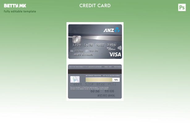 Модерен стил Австралија ANZ Платинум шаблон за кредитна виза картичка